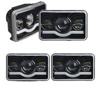 Phares Avant Phares LED DRL 4x6 Pouces Pour Chevy Pour Camaro Pour Freightinger Pour Ford Pour Probe Pour Chevrolet Pour Oldsmobile(4piece Black)