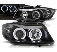Phares compatibles avec BMW Série 3 E90 E91 2005 2006 2007 2008 Berline Touring GV-1196 Feux avant de voiture Lampes de voiture Phares côté conducteur et passager Ensemble de phares Angel Eyes Noir