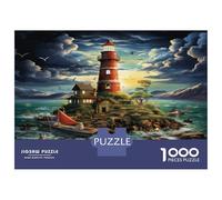 Phares Côtiers Puzzle De Développement Cognitif 1000 Pièces Moonlit Phare Île pour Jeu De Puzzle De Décoration Magnifique À La Maison, Superbe Idée Cadeau 52x38cm/1000pcs