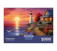 Phares Côtiers Puzzles en Carton Premium Puzzles 1000 Pièces Phare Forêt Rose Jeu Éducatif Décompression Jeu De Puzzle De Fête pour Le Mur, Cadeaux pour Femmes Et Hommes 70x50cm/1000pcs