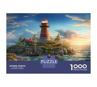 Phares Côtiers Puzzles en Carton Premium Puzzles 1000 Pièces Phare Île Jeu Éducatif Décompression Jeu De Puzzle De Fête pour Le Mur, Cadeaux pour Femmes Et Hommes 70x50cm/1000pcs
