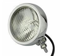 phares de moto Phare Vintage 4.5 pouces grille protection, feu antibrouillard rétro, lampe auxiliaire pour café pour Racer pour brouilleur Blocs Optiques Moto(Chrome Clear)