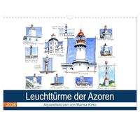 Phares des Açores, Version française (Calendrier mural 2026 DIN A3 portrait), Calendrier CALVENDO mensuel