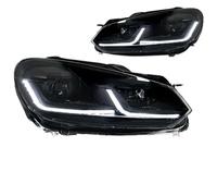Phares Dynamiques Phares Avant pour VW pour Golf 6 MK6 2009-2012 R20 pour GTI Phares pour Feux De Jour Accessoires Automobiles Feux De Voiture Ensemble Lampe Avant(Black Samurai L*Ed)
