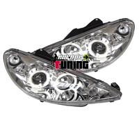 Phares Feux Avants Anneaux Led Angel Eyes Peugeot 206 2002-2009 En H7/H7