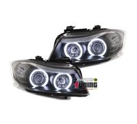 PHARES FEUX AVANTS CCFL ANGEL EYES NOIRS BMW SERIE 3 TYPE E90 & E91 (00754)