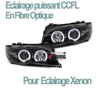PHARES FEUX AVANTS NOIRS ANGEL EYES CCFL AU XENON BMW SERIE 3 E46 COUPE & CABRIOLET 03-07 (05312)