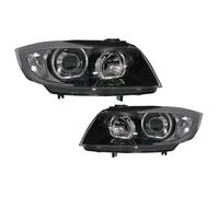 Phares Led Angel Eyes Pour Bmw 3 E90 Berline E91 Touring 03.2005-2011 Noir