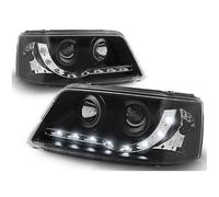 Phares LED NOIRS compatibles avec VW TRANSPORTER T5 2003 2004 2005 2006 2007 2008 2009 VR-2319 Feux avant Lampes de voiture Phare Phares Côté conducteur et passager Ensemble de phares Assemblage de