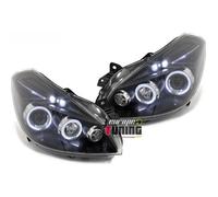 PHARES NOIRS ANNEAUX LED FEUX ANGEL EYES RENAULT CLIO 3 2005 - 2009 (05496)