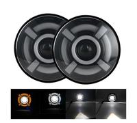 Phares Phare 2x Voiture 7 Pouces Phare Led Salut/bas H4 Halo Angle Yeux DRL Phare Pour Mazda Pour Miata Pour Mx-5 Première Génération RX-7 1985(50w Halo Black d)