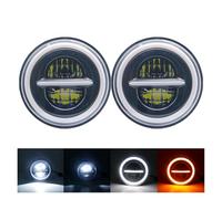 Phares Phare 2x Voiture 7 Pouces Phare Led Salut/bas H4 Halo Angle Yeux DRL Phare Pour Mazda Pour Miata Pour Mx-5 Première Génération RX-7 1985(50w Halo Black e)