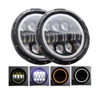 Phares Phare 2x Voiture 7 Pouces Phare Led Salut/bas H4 Halo Angle Yeux DRL Phare Pour Mazda Pour Miata Pour Mx-5 Première Génération RX-7 1985(80w Halo Black a)