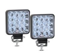 Phares Phare Barre Lumineuse Travail Led 72W Blanc Ambre 24 Barra Projecteur Rond Carré DRL Lumière Voiture Pour 4x4 Barre Led Tout-terrain SUV ATV Camion Pelle(2X Mini 48W 16LED)