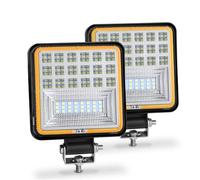 Phares Phare Barre Lumineuse Travail Led 72W Blanc Ambre 24 Barra Projecteur Rond Carré DRL Lumière Voiture Pour 4x4 Barre Led Tout-terrain SUV ATV Camion Pelle(2X 126W work light c)