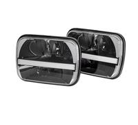 Phares Phare Pour Jeep Pour Cherokee XJ Pour Wrangler Camion 4X4 Noir 5x7 "7X6" Pouces Carré Phare LED Rectangulaire Feux De Route/croisement Feux De Jour(Black 2 Piece)