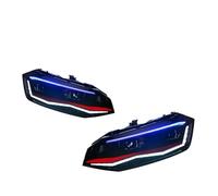 Phares Voiture À LED pour Polo pour GTI 2019-2022 LHD Mise À Niveau Haute Configuration Kit Lentilles Projecteur Assemblage Phares Automatiques Phares Feux(Red Pair,Without Bulb)