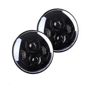 Phares Voiture pour Suzuki pour Samurai pour Lada 4x4 pour Urban pour Niva Voiture 7 Pouces Phare LED Rond Angel Eyes Halo Feux Avant DRL Phare Avant(No Halo Black)