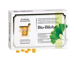 Pharma Nord Bio-Biloba Extrait Ginkgo Biloba Circulation Sanguine + Fonction Cognitive 60 Comprimés