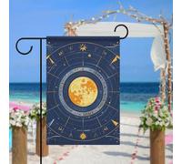 Phase de la lune - Drapeau de jardin astrologie mystique - 30,5 x 45,7 cm - Printemps et été - Drapeau de jardin double face - Panneau de bienvenue durable pour terrasse, pelouse, cour