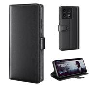 phase9 Étui de protection à rabat en cuir véritable pour Xiaomi 14T Pro - Avec compartiments pour cartes et fonction support - Noir