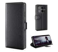 phase9 Étui de protection à rabat en cuir véritable pour Xiaomi 15T Pro - Avec compartiments pour cartes et fonction support - Noir