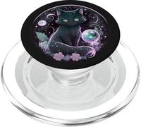 Phases de Lune en Cristal sorcière Mignon Chat Noir Kawaii Pastel Gothique PopSockets PopGrip pour MagSafe