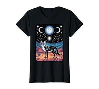 Phases de Lune Nocturne de l'esprit du désert Coyote céleste T-Shirt Graphique avec Valeur, Femme, Noir, XL