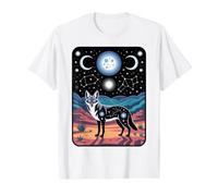 Phases de Lune Nocturne de l'esprit du désert Coyote céleste T-Shirt Graphique avec Valeur, Homme, Blanc, XL