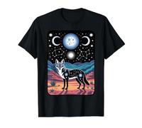 Phases de Lune Nocturne de l'esprit du désert Coyote céleste T-Shirt Graphique avec Valeur, Homme, Noir, L