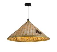 PHASZ Coffee Shop Hanging Light Moderne Tissé À La Main en Bambou Pendentif Lumières Rustique en Osier Suspension Luminaire 1 Lumière Tropical Bambou Tresse Plafond Suspension pour Salle À Manger