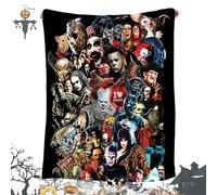 PHASZ Halloween Blankets, Horror Movie Watching Blanket, Couverture d'halloween sur Le Thème du Film d'horreur, Décor de Fête de Vacances d'halloween, Idéal pour Les Fans de Cinéma