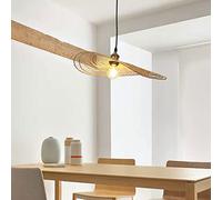 PHASZ Lampe suspendue créative vintage côtière. Cafe simple tête simple suspension luminaire en bambou naturel Art osier Lustre Abat-jour pour table de chevet E27, étude, bureau