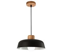 PHASZ Lampes Suspendues À Base E26, Plafonnier De Style Industriel De Style Européen, Luminaire Suspendu De Restaurant, Luminaire Réglable en Métal en Bois pour Décor Ferme,pour Îlot Cuisine,Bar