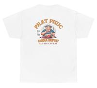 Phat Phuc T-shirt buffet chinois drôle offensif gros amateur de nourriture graphique humour, Blanc, XL