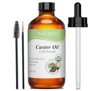 PHATOIL Huile de Ricin Bio 118ML - Organic Castor Oil 100% Naturelle Pure - Pressée à Froid - Huile Pour Cheveux, Cils, Sourcils, Peau, Ongles, Barbe, Pipettes + Brosse à Sourcils + Brosse à Cils