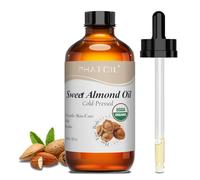 PHATOIL Huile Végétale d’Amande Douce Bio 118ML - Organic Sweet Almond Oil 100% Naturelle Pure Pressée à Froid - Huile Hydratante pour Soins du Visage, Corps, Cheveux, Massage, Body Oil