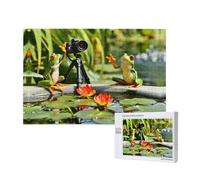 Phayah 1000 pièces puzzle adulte enfants puzzle en bois jouet bricolage décoration de la maison 75 x 50 cm deux grenouilles font des images motif
