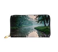 PHAYAH A Small River Pattern Wallet Women Leather Wallet Credit Card Holder Clutch Long Ladies Billfold Black, One Size