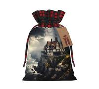 PHAYAH Ancient City By The Sea Sac cadeau de Noël en toile de jute avec cordon de serrage, sac de rangement adapté pour Noël, fête d'anniversaire