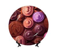 PHAYAH Assiette décorative en porcelaine anglaise avec support de présentation pour la maison et le bureau - Motif couverture chocolat - 25,4 cm