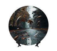 PHAYAH Assiette décorative en porcelaine anglaise avec support Motif feuille d'érable pour bureau, cuisine, table, décoration murale 20,3 cm