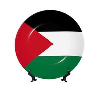 PHAYAH Assiette décorative en porcelaine anglaise avec support vertical pour décoration de maison ou de bureau - Motif drapeau de l'État de Palestine - 17,8 cm