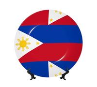 PHAYAH Assiette décorative en porcelaine anglaise avec support vertical pour décoration de maison ou de bureau - Motif drapeau des Philippines - 17,8 cm