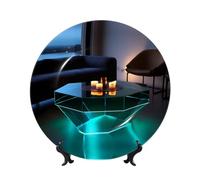 PHAYAH Assiette décorative en porcelaine anglaise de forme étrange avec support vertical pour la décoration de la maison et du bureau 20,3 cm