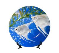 PHAYAH Assiette décorative en porcelaine pour aquarium Motif poisson d'ange durable et parfait pour la maison, le bureau et le café