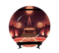 PHAYAH Assiettes décoratives en porcelaine anglaise avec support vertical pour décoration de maison ou de bureau - Motif auditorium rouge - 17,8 cm