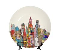 PHAYAH Austin Texas Assiette décorative en porcelaine anglaise avec support vertical pour décoration de maison ou de bureau 25,4 cm