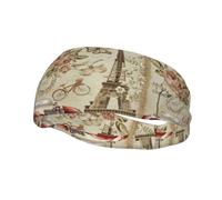 PHAYAH Bandeau de sport avec motif carte postale vintage de Paris, adapté pour la course à pied, le yoga, le basket-ball élastique