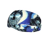 Phayah Bandeau de sport avec motif loup sous la lune pour homme et femme - Pour la course à pied, le cyclisme, le yoga, le fitness